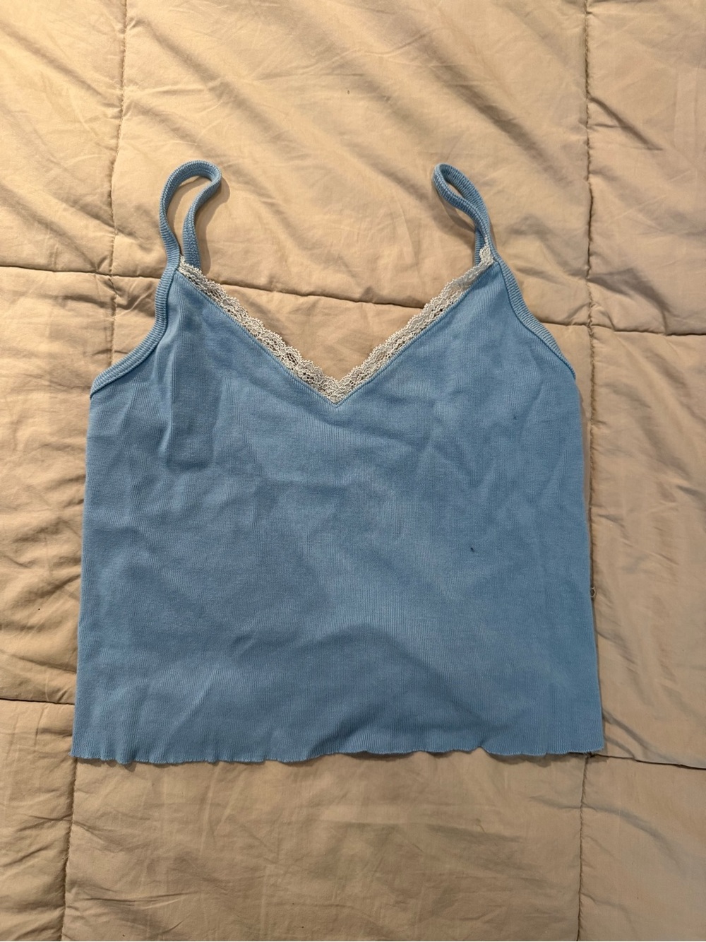 Brandy Melville Light Blue Lace-Trim Camisole